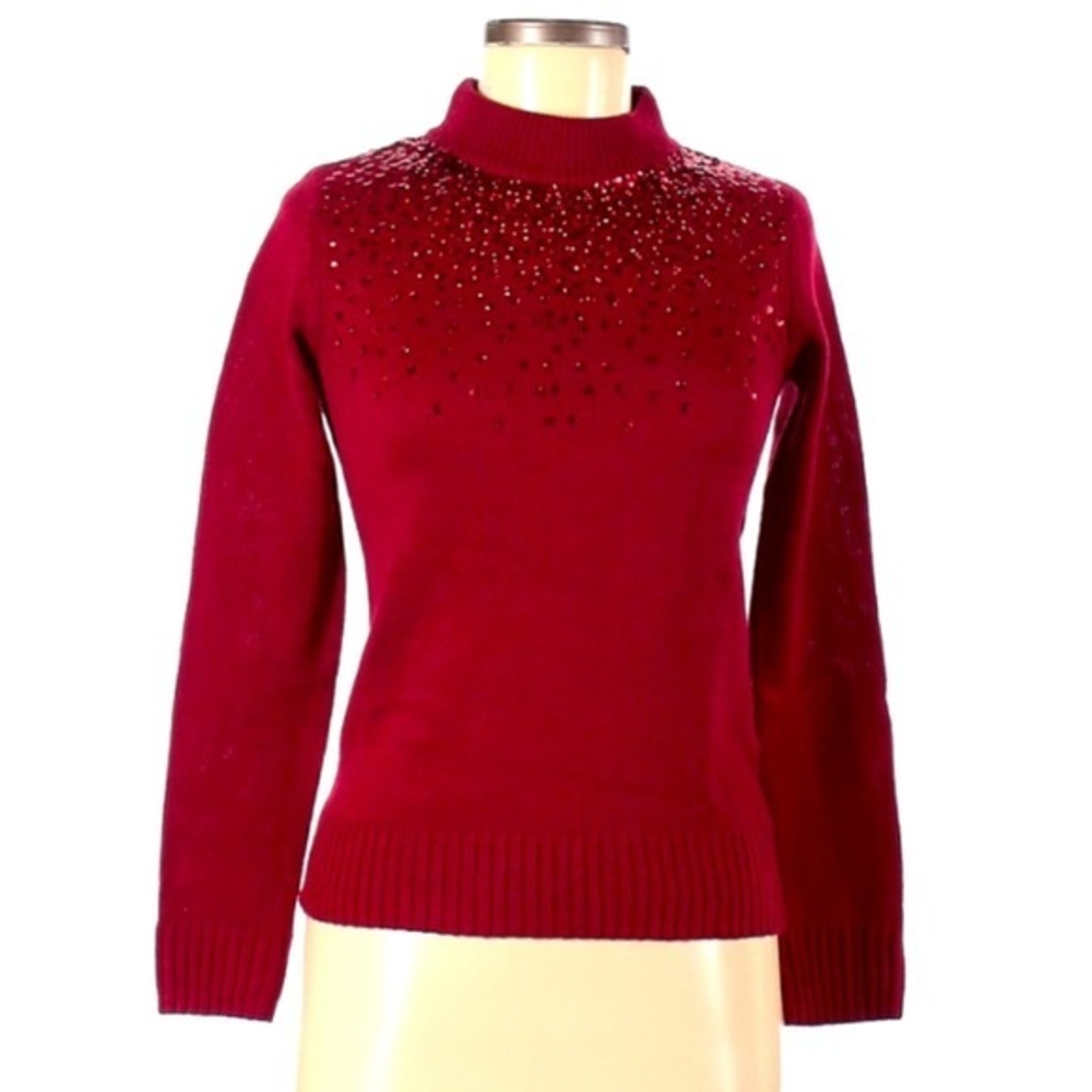 Juicy Couture XS red turtle neck sequin long sleeve holiday‎ sweater